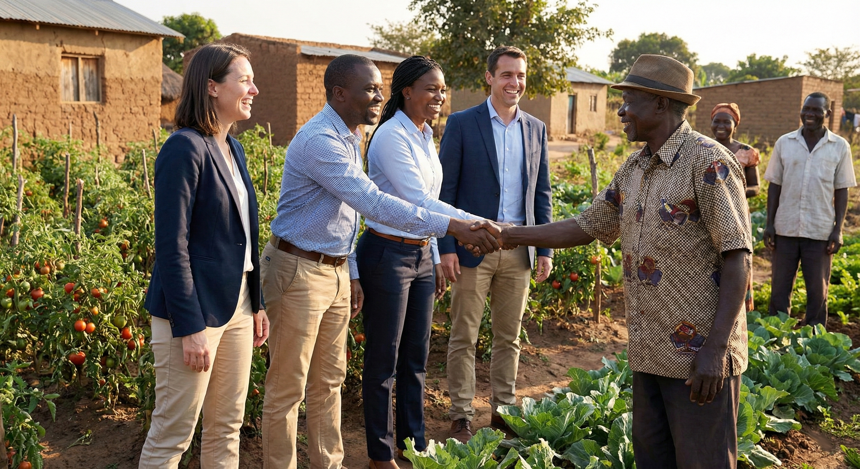 Corporate partners visiting field
